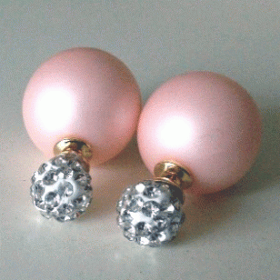 Oorbellen Roze Kristal